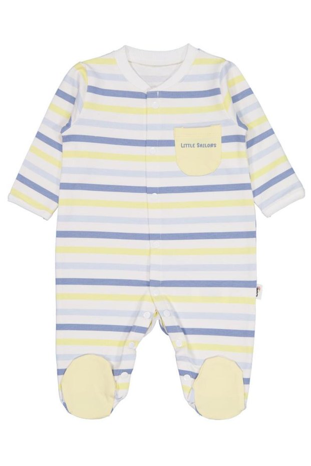 Little Sailors Cep Printed Overalls with Booties for 1-9 Months - Off-White