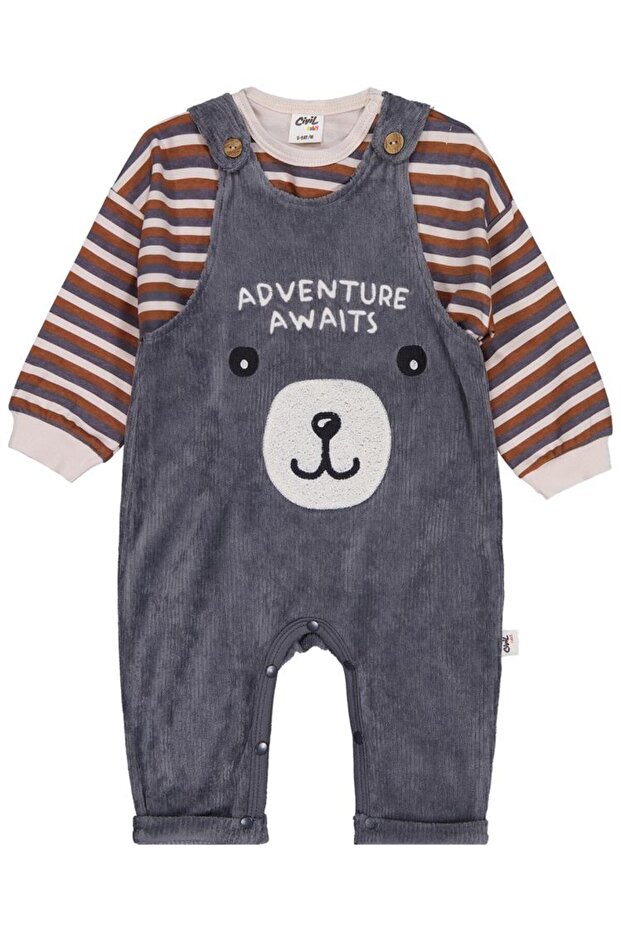 Adventure Awaits Embroidered Bodysuit 6-18 Months Slopet - Gray 9-12 Months