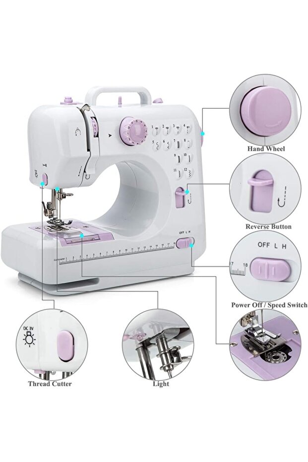 Waves Digital Mini Sewing Machine-12 Built-in Stitch Patterns - 2