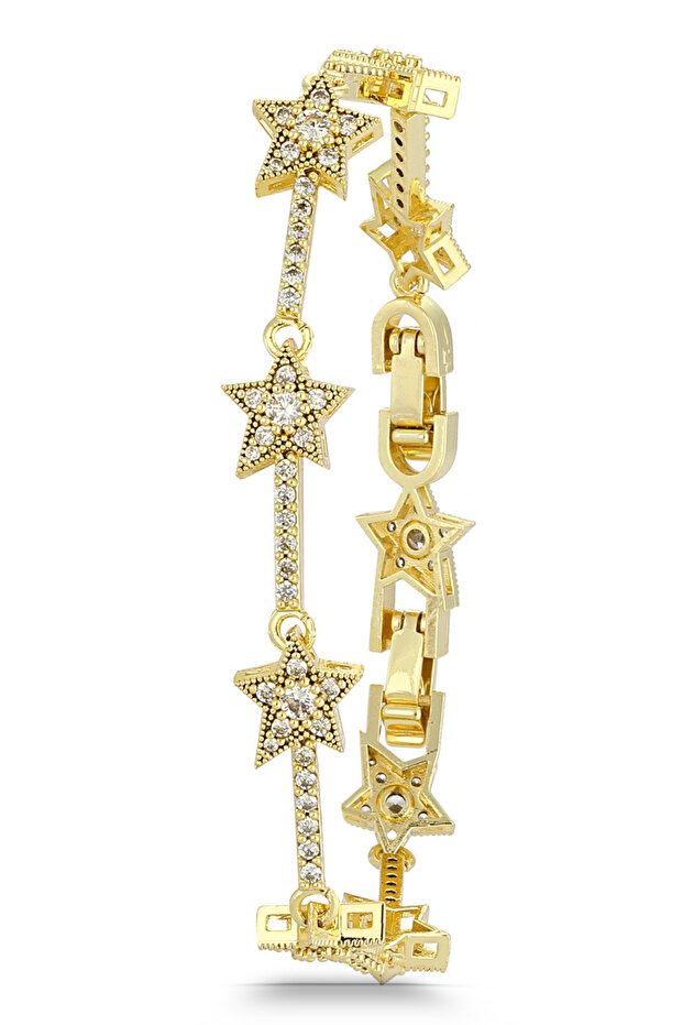 Gold Color White Stone Star Bracelet Ps4182