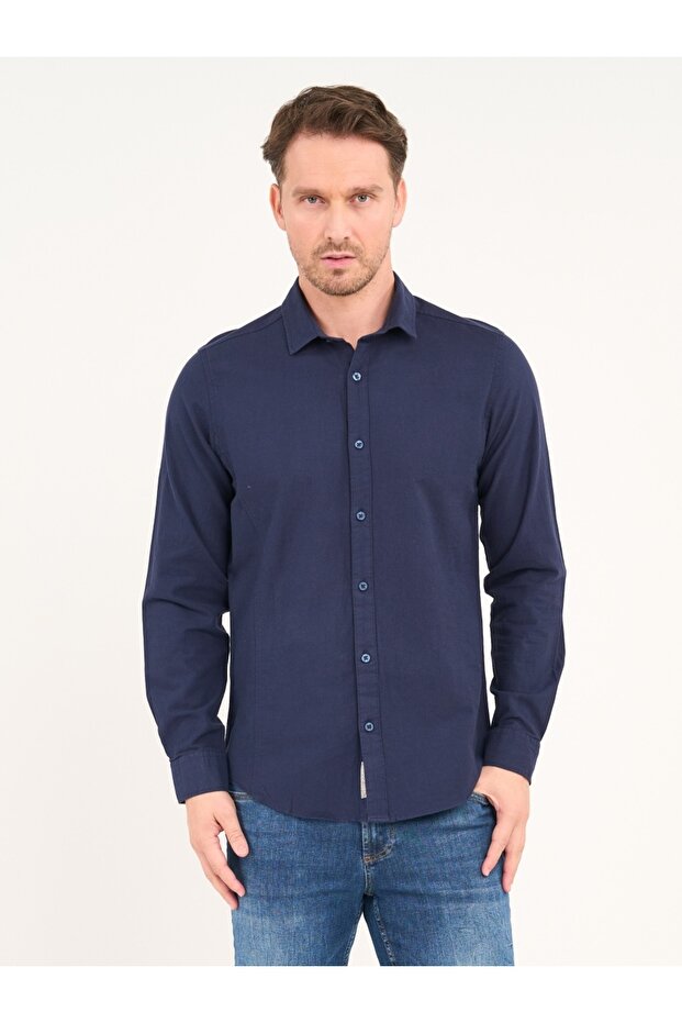 Men's solid color shirt - 1