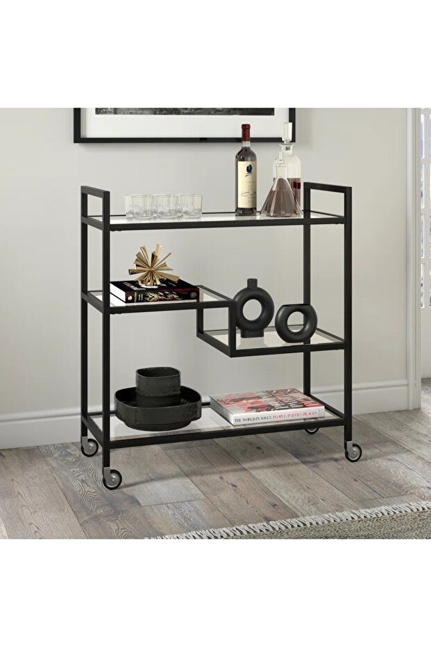 OneDcor Metal Serving Trolley for Home, Restaurant, and Hospitality - Rolling Cart