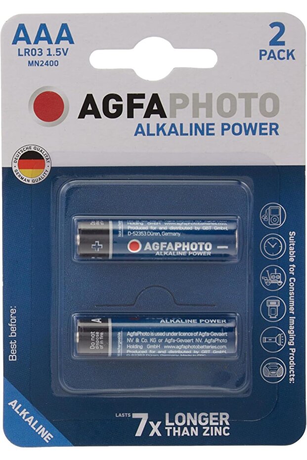 Alkaline Long Lasting Power LR03 AAA Pack of 2 Batteries
