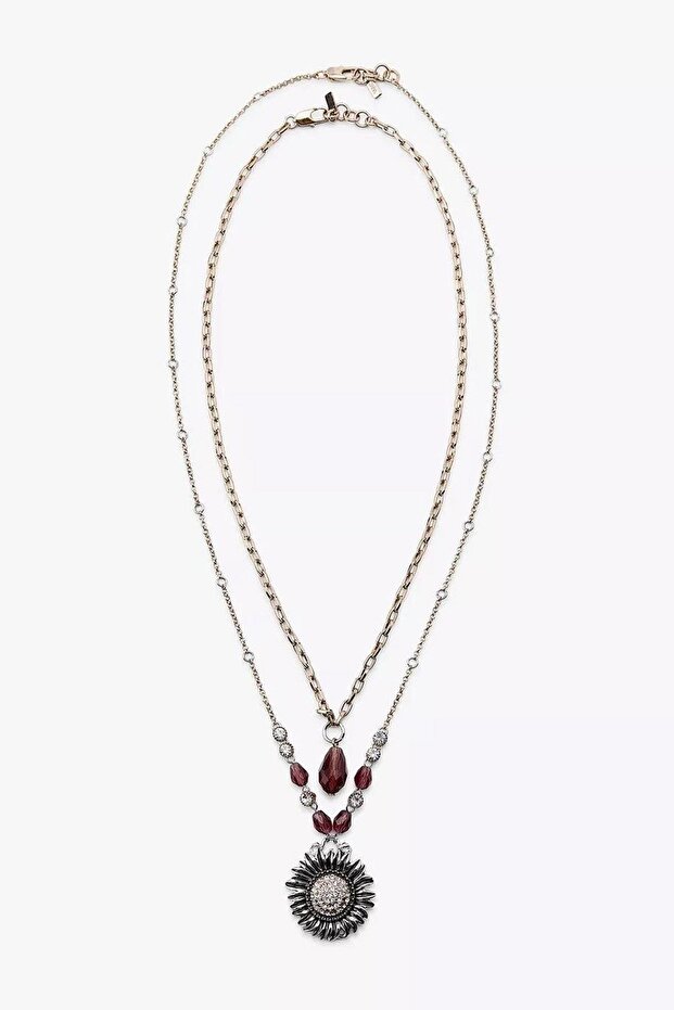 Brand Antique Gold Flower Dangle 2-Piece Necklace Set