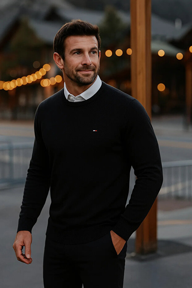 Erkek Basic Kışlık Uzun Siyah Kazak - 2