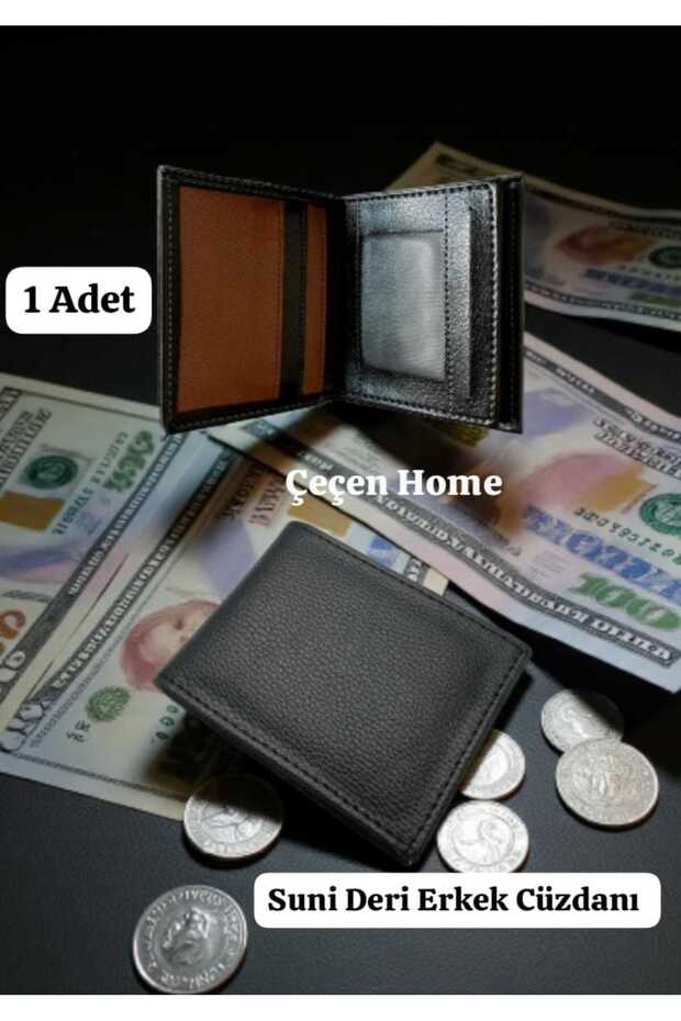 Black Faux Leather Card Holder Men's Wallet Card Holder Coin Wallet
