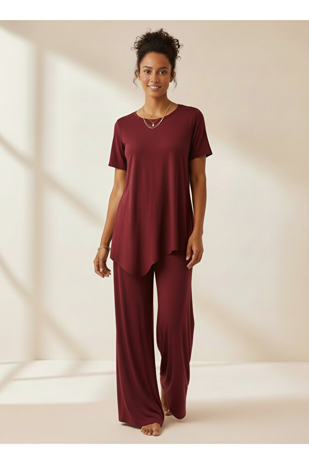 Plus Size Combed Cotton Top and Bottom Set