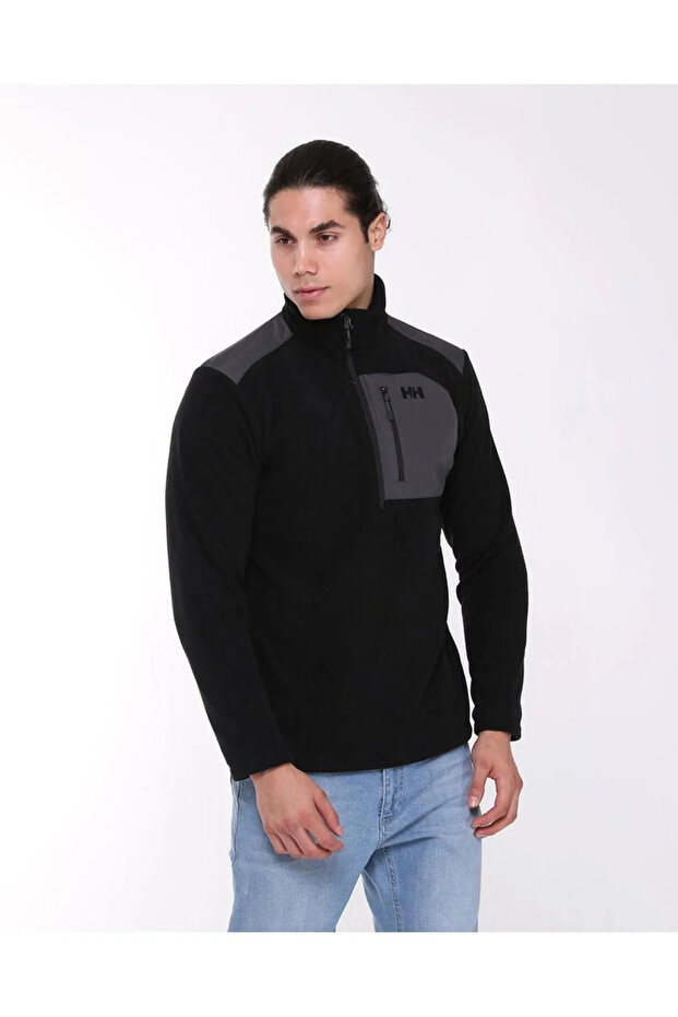 Men's Black Block Halfzip Polar Fleece Hh..12008 Hha.990