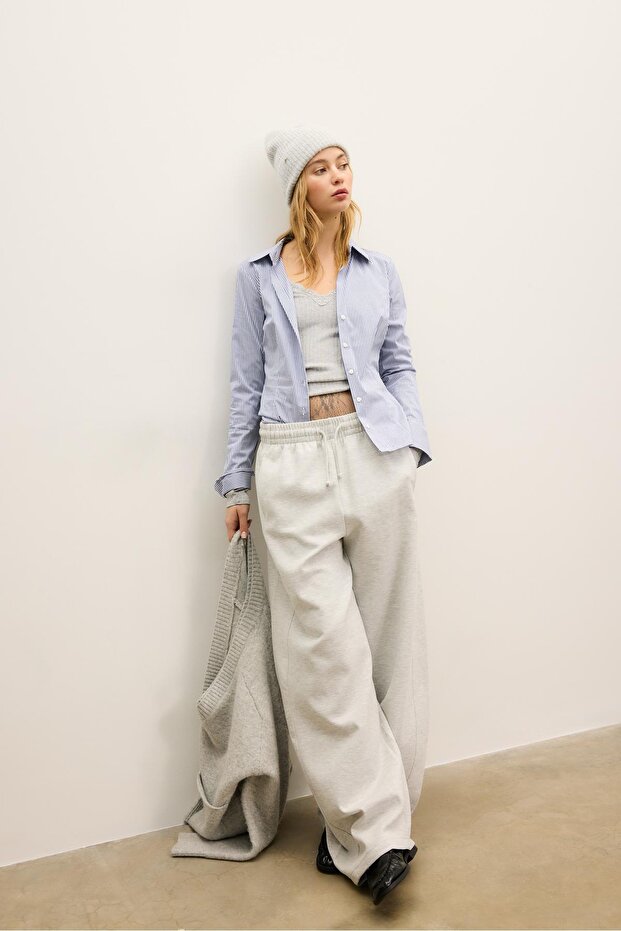 Basic, fitted çizgili gömlek - 1