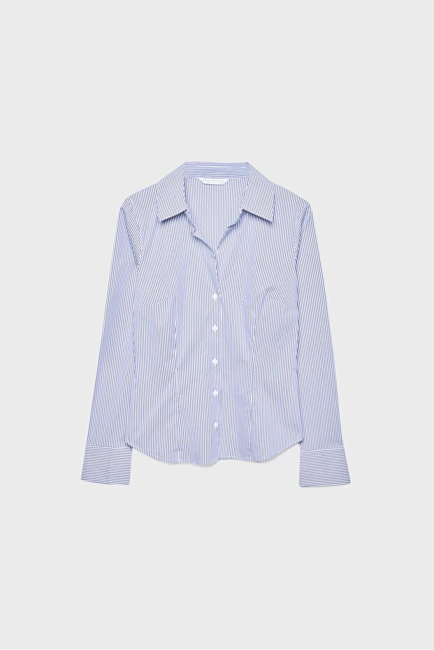 Basic, fitted çizgili gömlek - 5