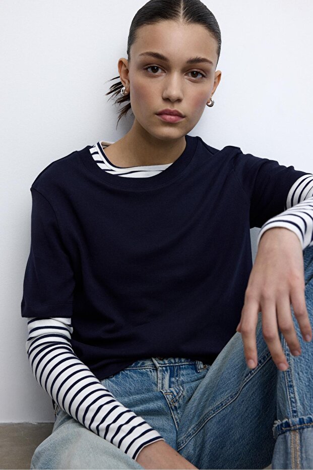 Basic regular fit kalın tişört - 3