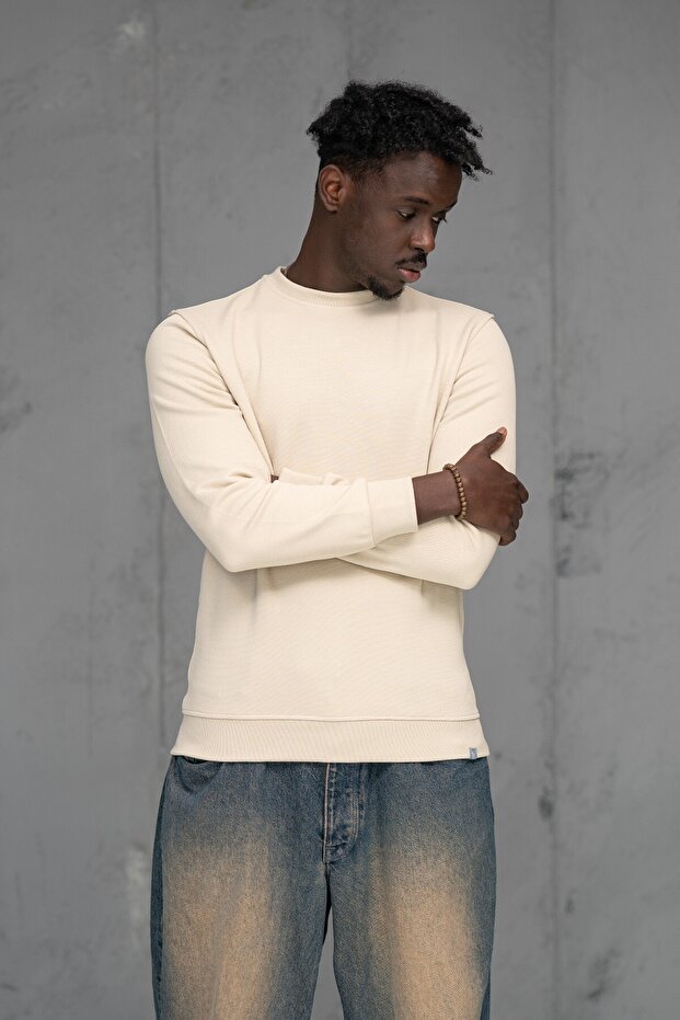 Slimfit Dot Dobby Crew Neck Cotton Sweater