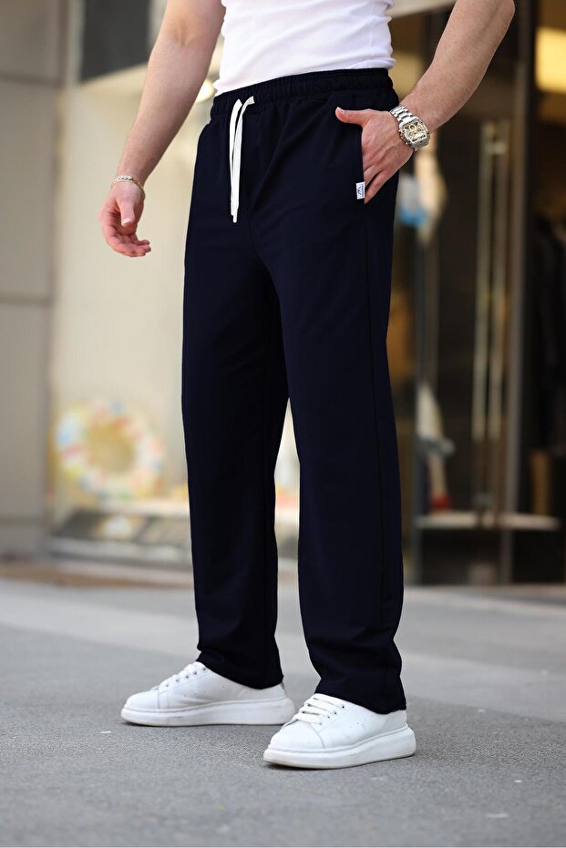 Navy Blue Relaxed Fit Men's Sweatpants E6575