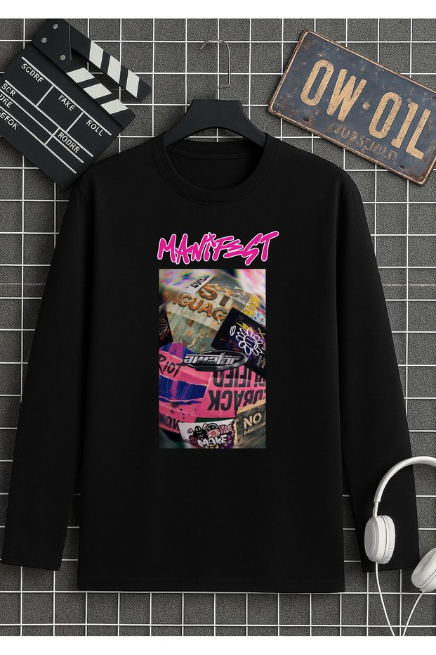 Manifest Zoktay, Sueda,Mi̇na, Esi̇n, Hi̇lal, Li̇dya Bask Printed Cover Black Long Sleeve 100% Cotton Organic