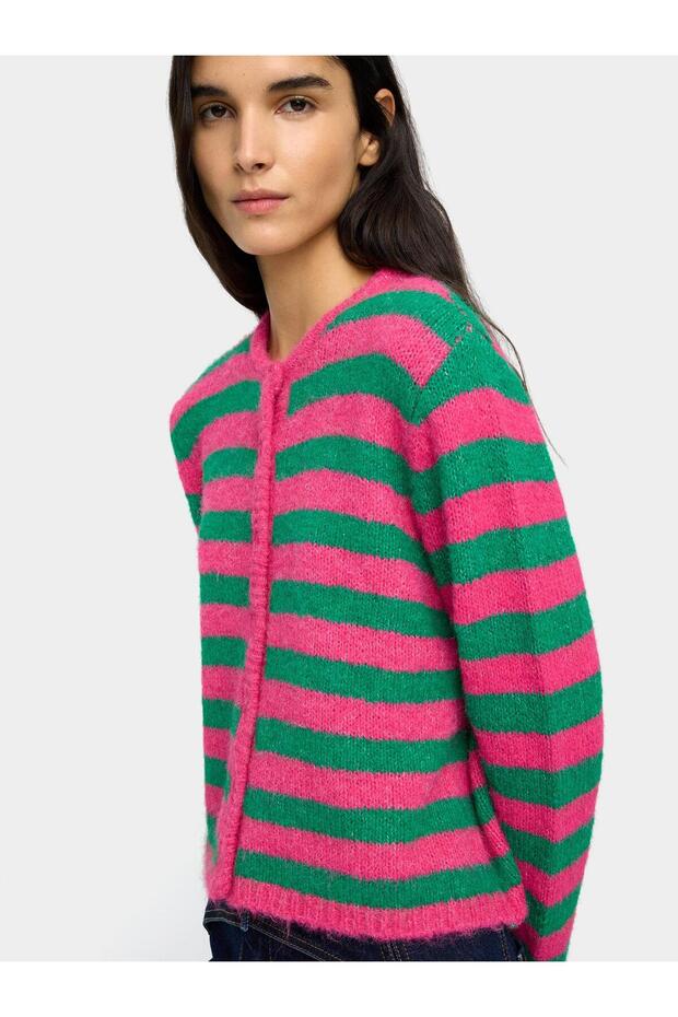 Çizgili Örme Hırka - 3