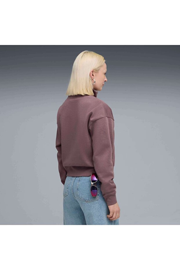 CLASS Half-Zip Crew Kadın Mor Sweatshirt - 4