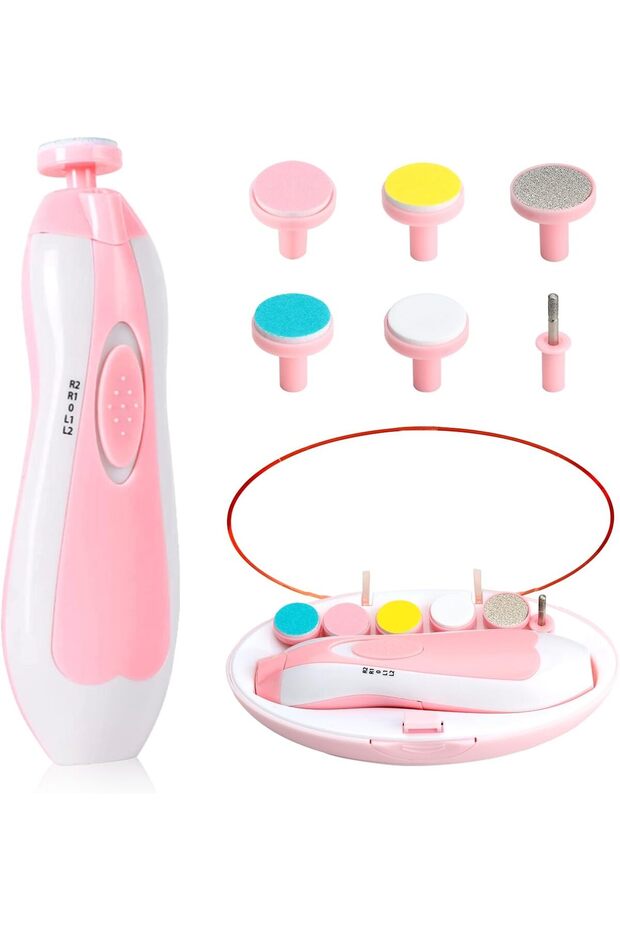 life Baby Nail Trimmer File with Light - Electric Nail Clippers Kit, Pink