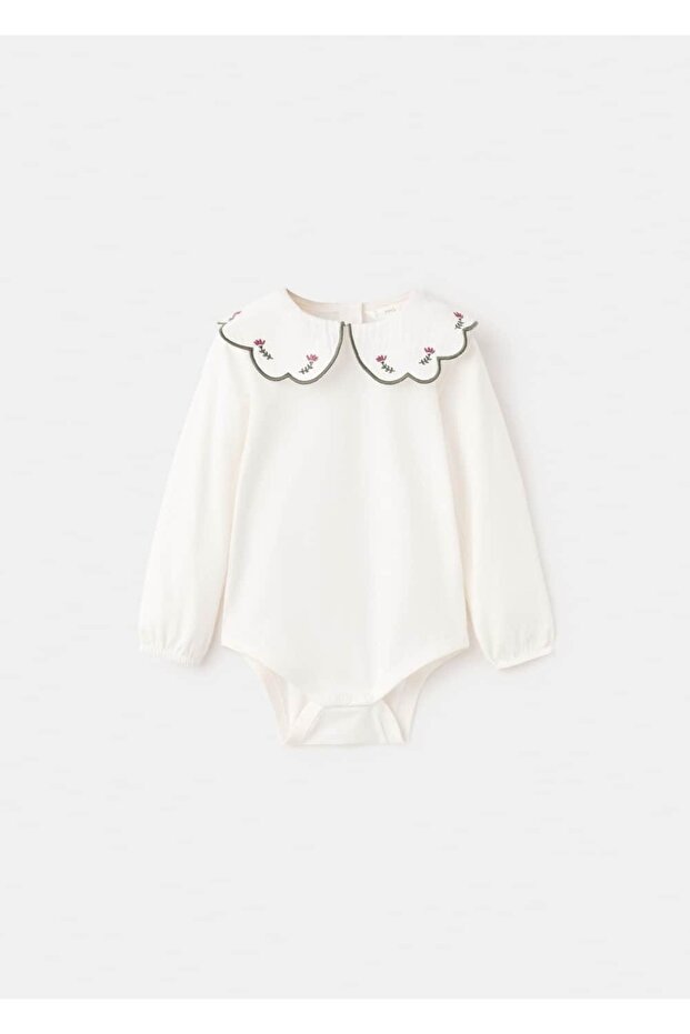 İşlemeli babydoll yaka body - 1