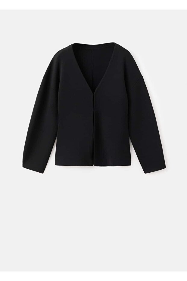 V yaka oversize hırka - 3