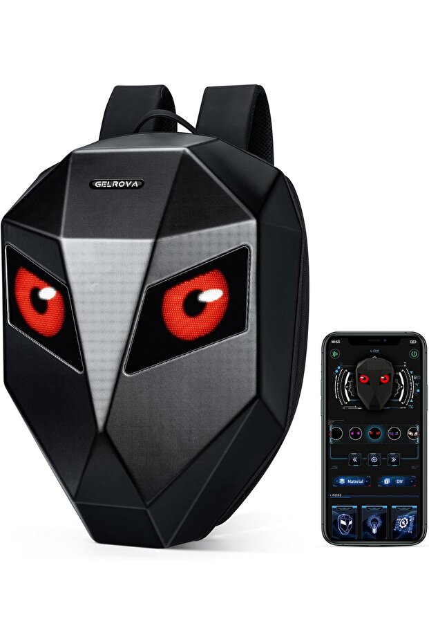 Gelrova Knight Motorcycle Backpack with LED Eyes, Waterproof Hard Shell, 19in