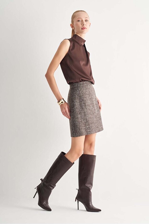 Dik Yaka Pileli Bluz - 4