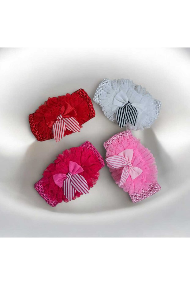 4-Piece Baby Girl Children's Bow Bandana, Non-Slip, Ultra Flexible Soft Hair Band