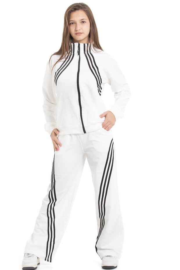 Girls' Mock Neck Zippered Jersey Tracksuit Set