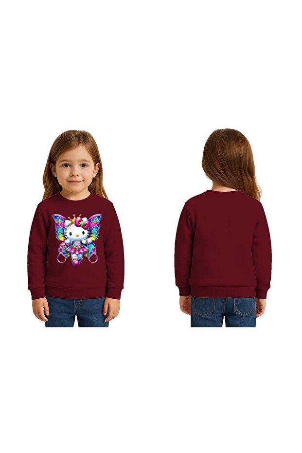 Unisex Hello Kitty Printed Children's Sweatshirt 3 Thread Raised