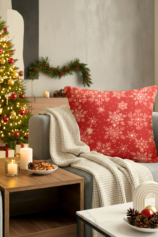 غطاء وسادة مزخرف بنمط ندفة الثلج غطاء وسادة مزخرف - 1