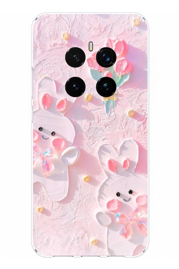 حافظة سيليكون متوافقة مع Honor Magic 7 PRO Cute Rabbits مطبوع