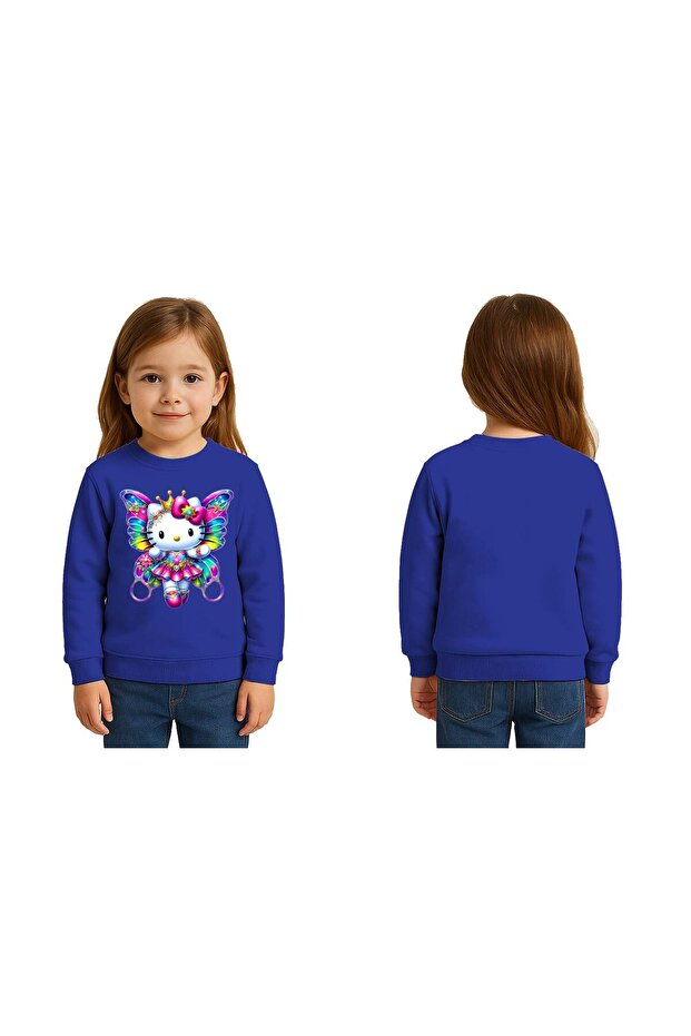 Unisex Hello Kitty Printed Children's Sweatshirt 3 Thread Raised