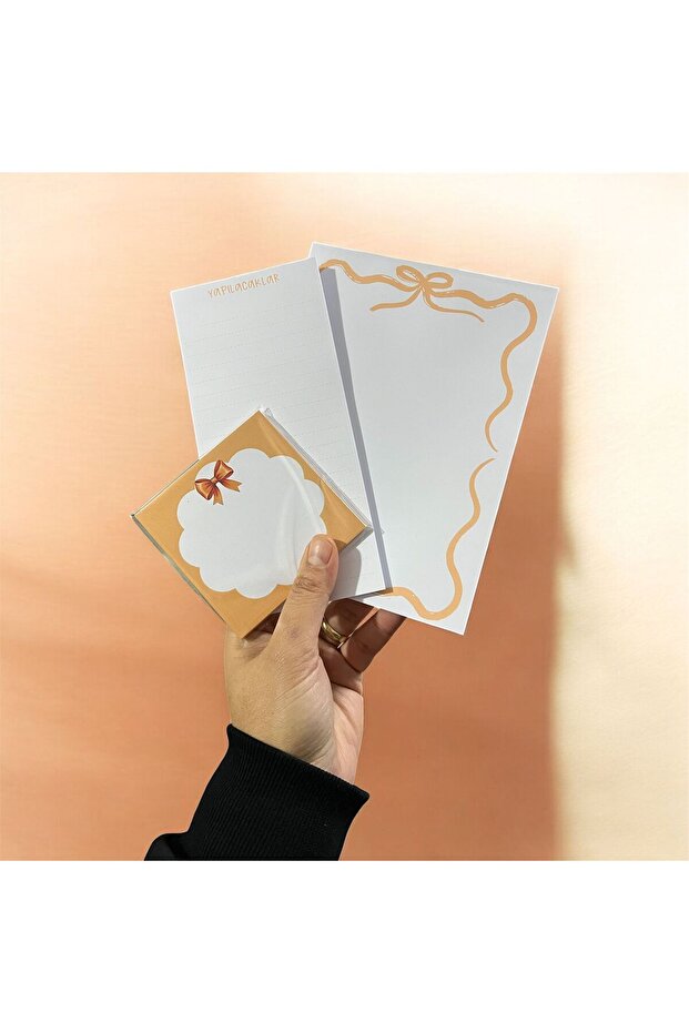 Ribbon Notebook Set 3 Sizes Glue-On Tear-Off Orange