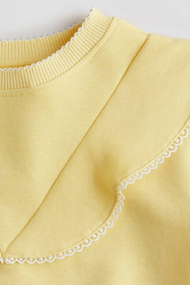 Sarı sweatshirt farbalalı - 2