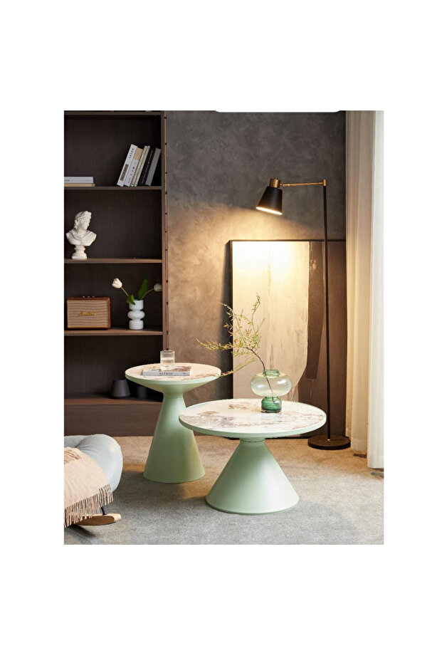 2 pcs Coffee Table Set Modern Coffee Side Table Set Cafe Table Sofa Side Table End - 5