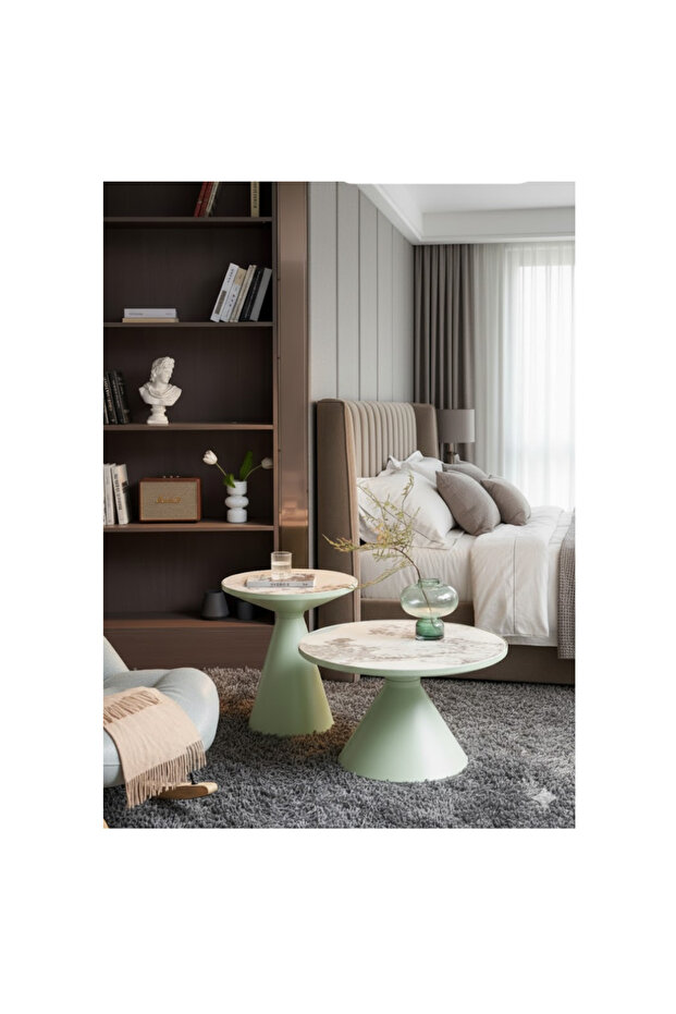 2 pcs Coffee Table Set Modern Coffee Side Table Set Cafe Table Sofa Side Table End - 1