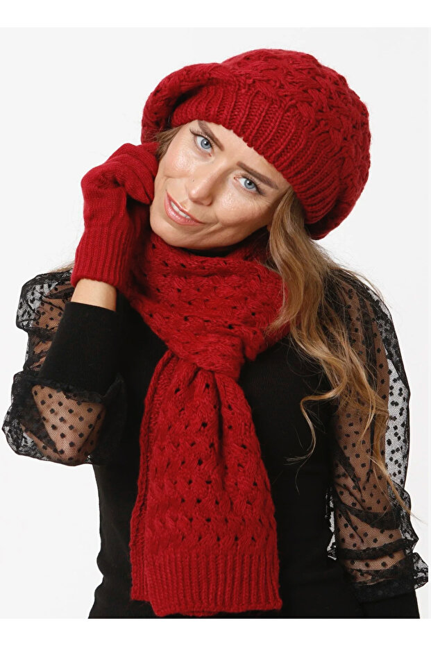 Triko Atkı bere eldiven seti kışlık - 2