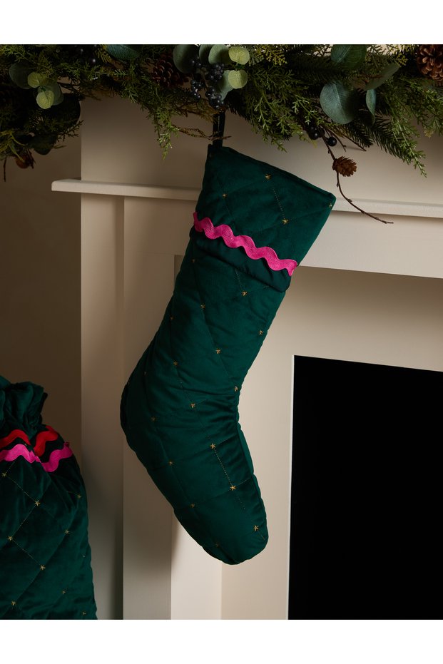Kadife Kapitone Noel Çorabı