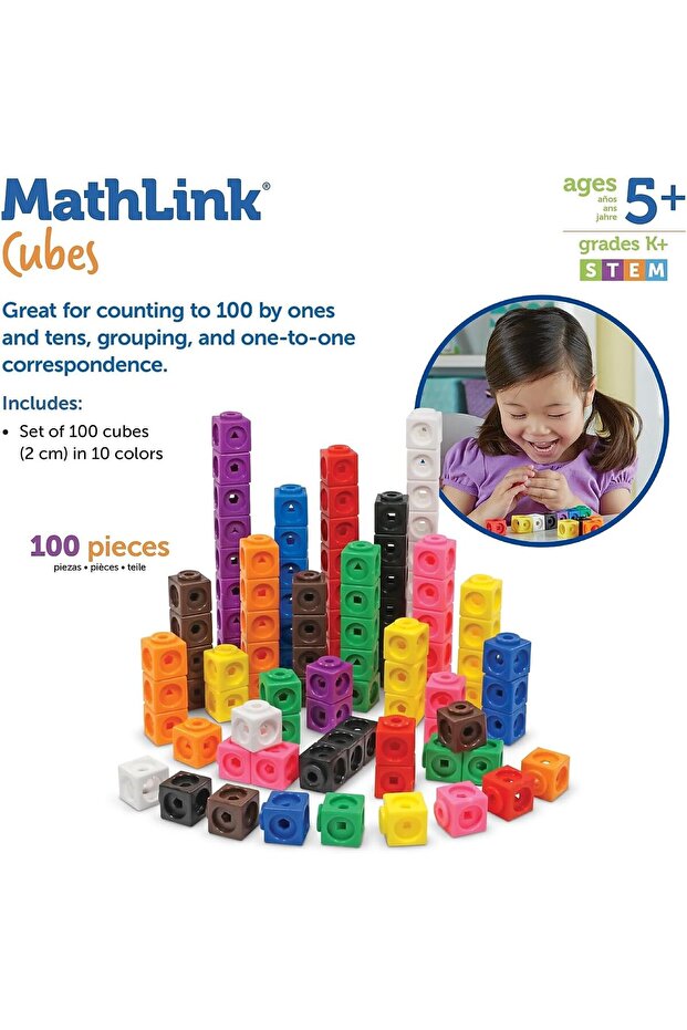 Mathlink Cubes, Educational Counting Toy, Set of 100 Cubes Multicolor - 6