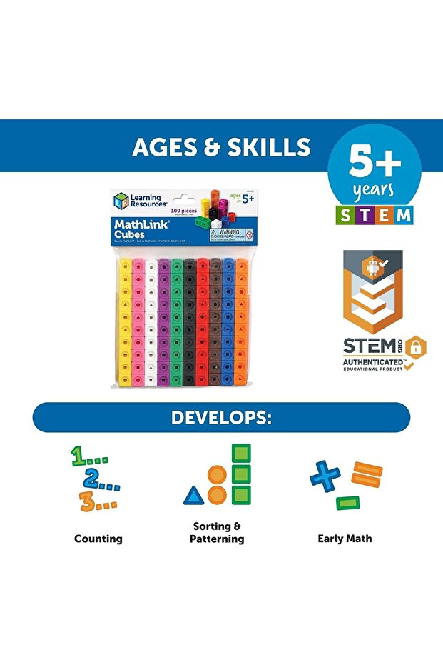 Mathlink Cubes, Educational Counting Toy, Set of 100 Cubes Multicolor - 5