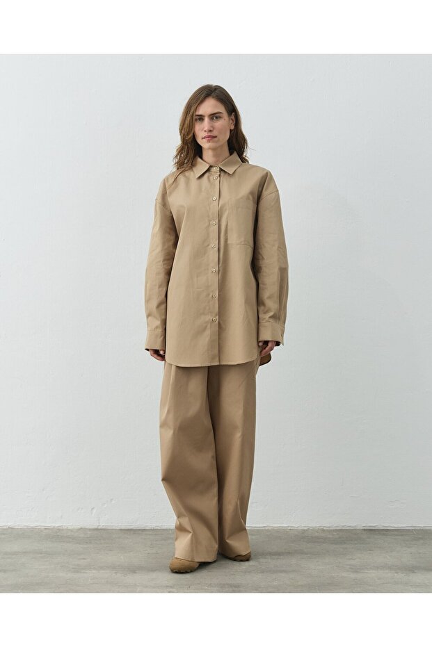 Paper Gabardin Basic Must Gömlek Camel - 2