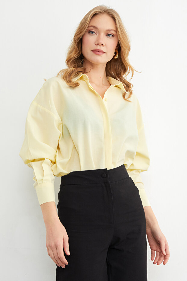 Basic Yırtmaçlı Oversize Gömlek - 3