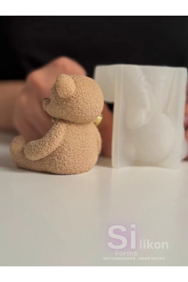 Silicone mold Teddy bear with bow - 2