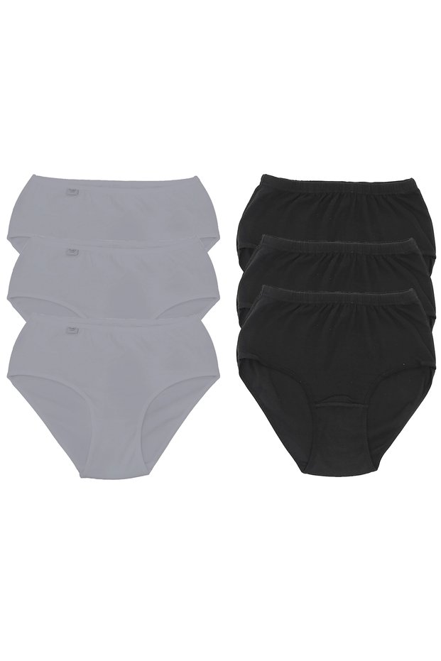 922 Ribana Women's Bato Panties 6-Pack Grey-Black S