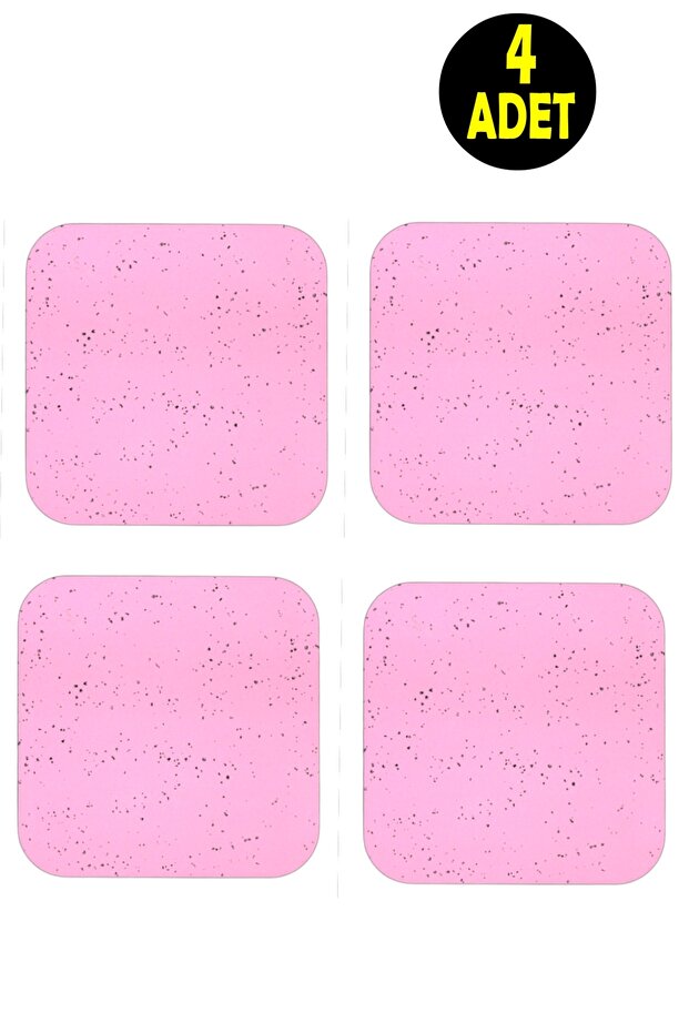 4 Pcs Pink Sand Pattern Wooden Base Metal Turkish Coffee Cup Tea Mug Home Office Coaster Underpad