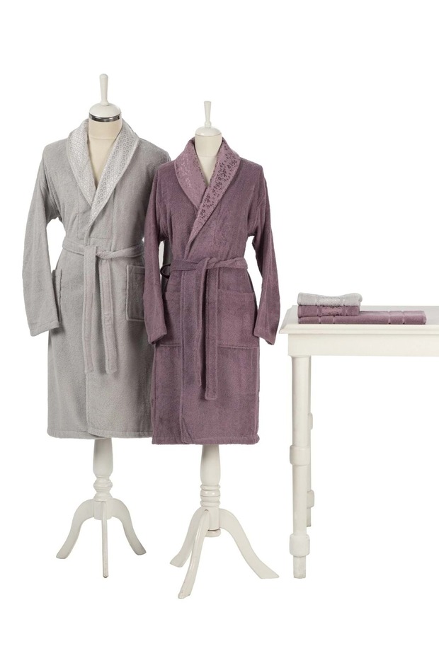 Happy Set 5 Piece Family Bathrobe Set-Camellia Gray Plum