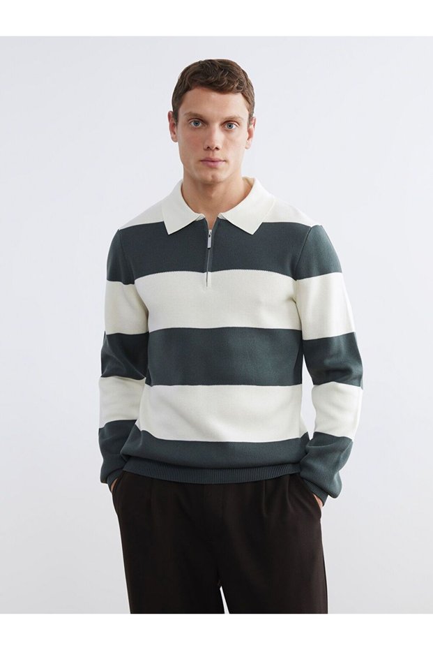 Lcw Vision Polo Neck Striped Men's Knitwear Sweater