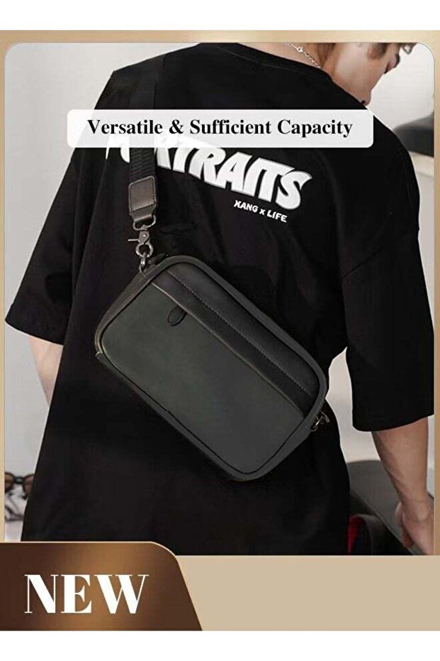 Plaid Pattern PU Leather Crossbody Bag,5 Pockets Adjustable Strap Waterproof,Large Capacity