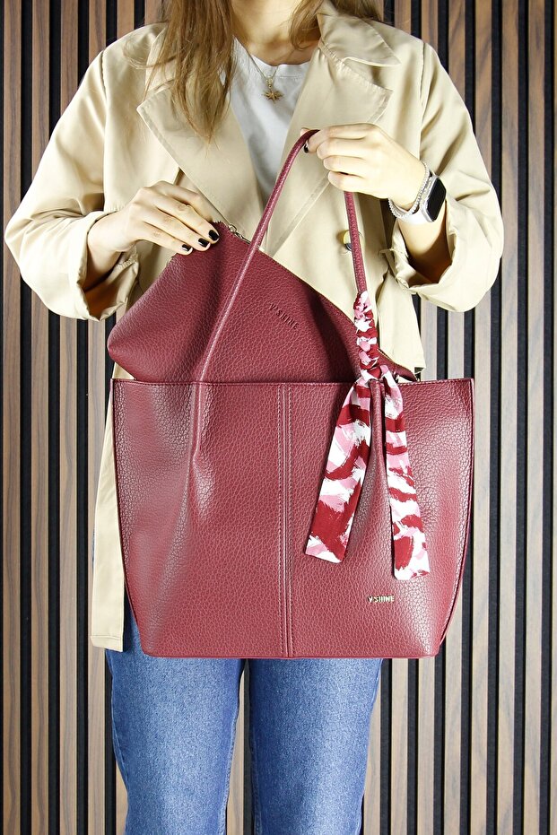 Bordo Vegan Magnetic Closure Large Size Daily Shoulder Bag and Handbag with Strap