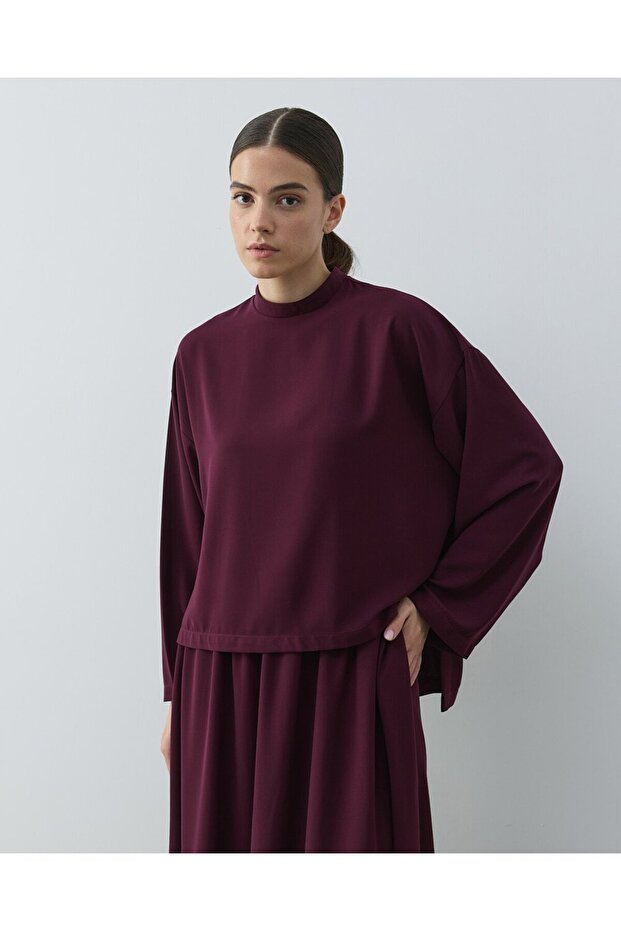 Krep Basic Bluz Mürdüm - 5