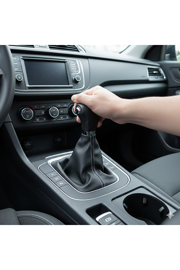 Gear Shift Boot Cover. Black and White Stitched High-Quality Gear Shift Boot Cover